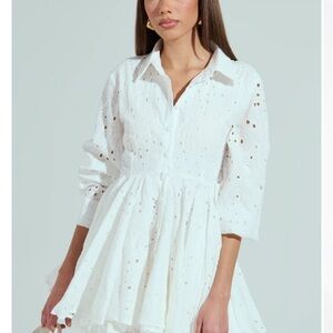 Elegant White Eyelet Dress